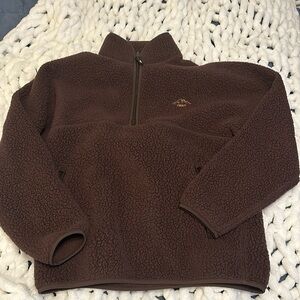 TNA Polar Tech Thermal Fleece Quarter Zip Brown Sherpa Fleece